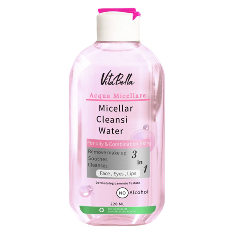 میسلار واتر مخصوص پوست چرب و مختلط ویتابلا vitabella | خداحافظی با چربی و باقی‌مانده آرایش؛ پاکسازی عمیق بدون شستشو و کنترل چربی – بیوممتیک چندکاره – ۲۰۰میل
