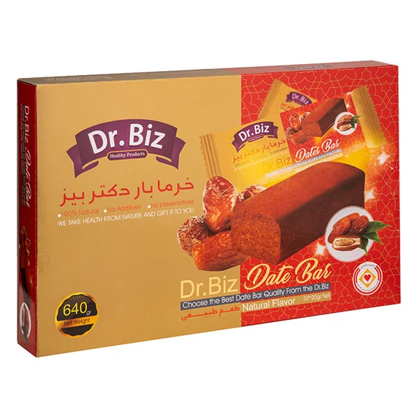 خرما بار طبیعی دکتربیز | خداحافظی با میان وعده ناسالم؛ شیرینی طبیعی خرما، انرژی فوری و فیبر بالا – ۶عددی